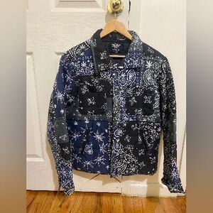 Vintage bomber jacket crip gang flag blue (sz-M) 100% Authentic